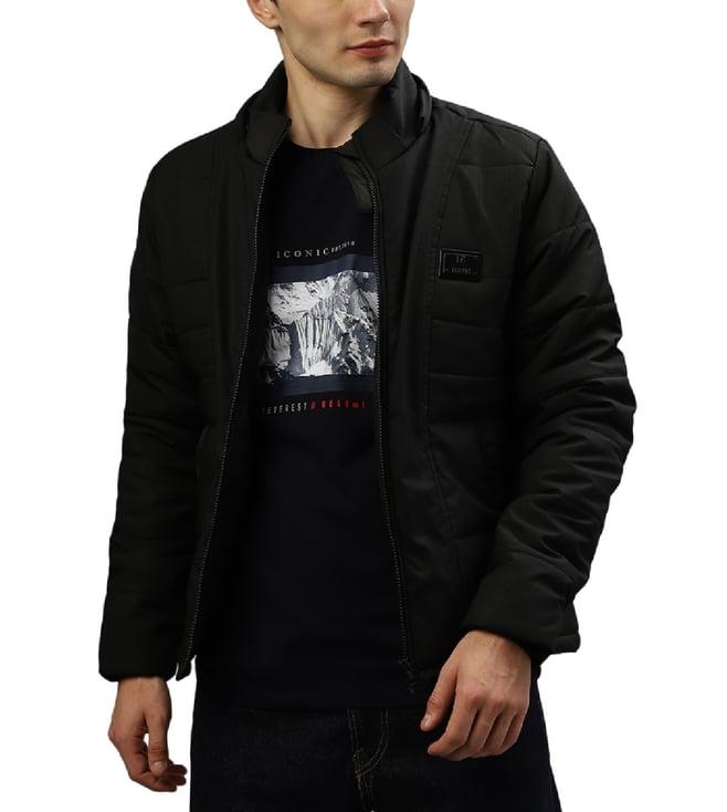 iconic black regular fit puffer jacket