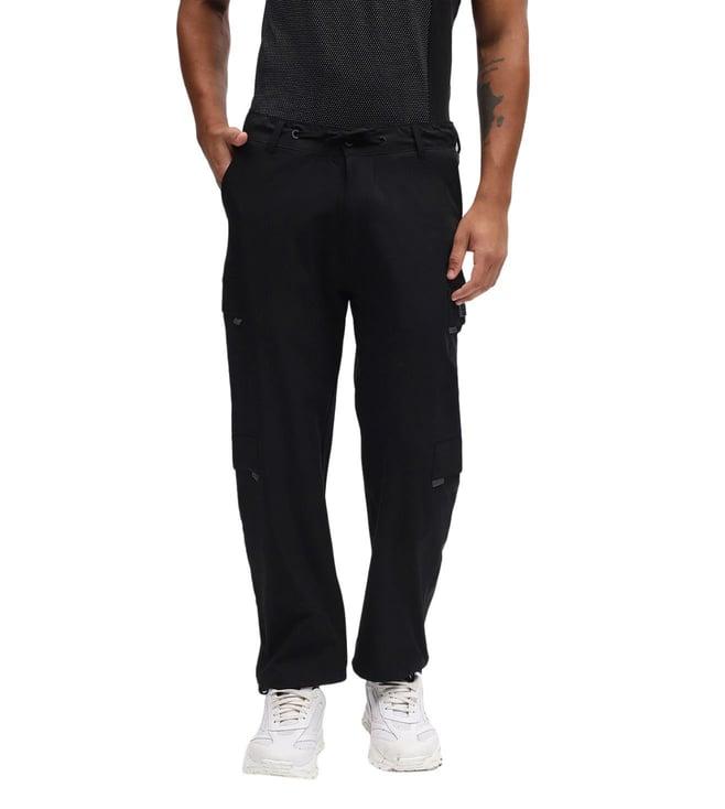 iconic black relaxed fit cargo trousers