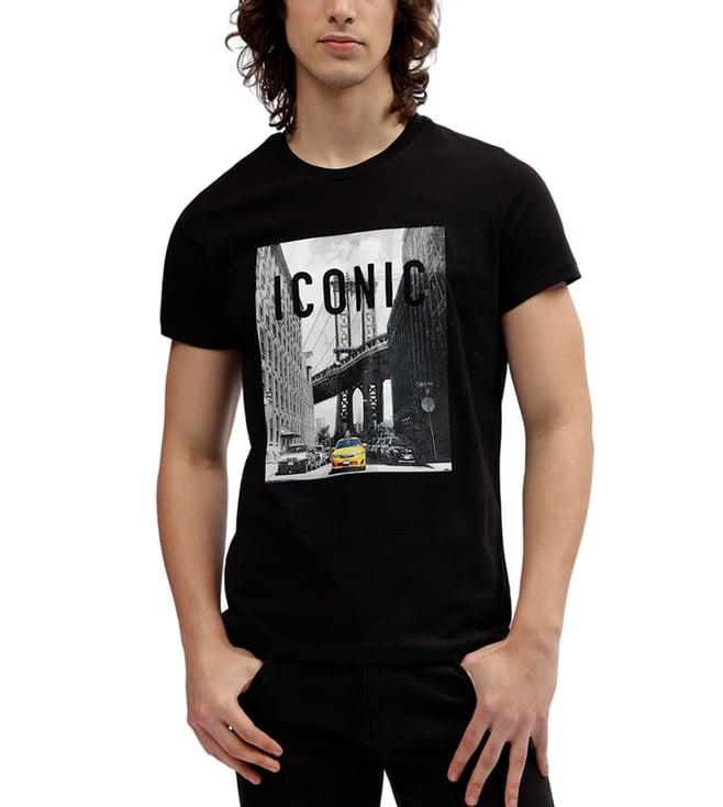 iconic black typography logo regular fit t-shirt