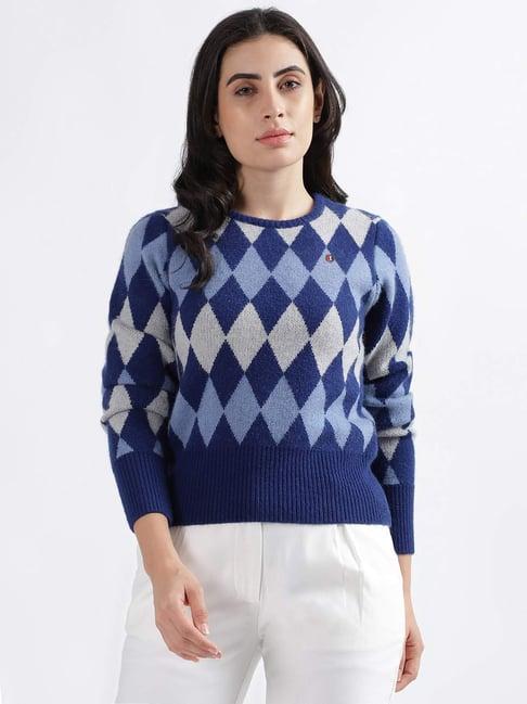 iconic blue & off white printed sweater