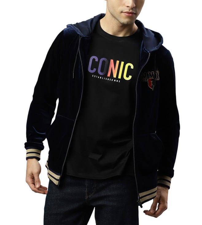 iconic blue fashion hooded regular fit jacket