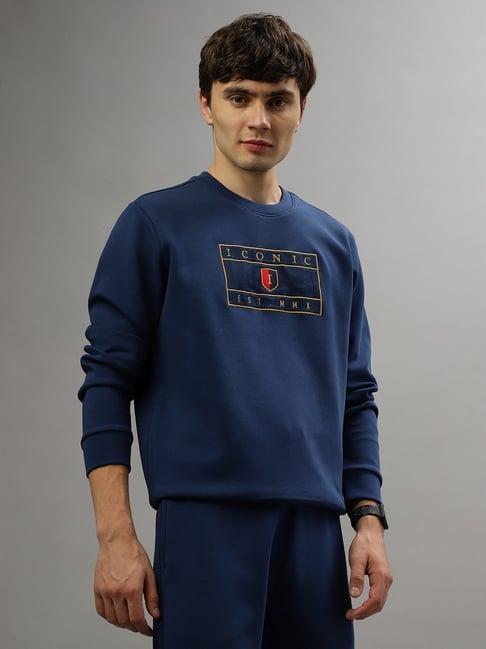 iconic blue regular fit embroidered sweatshirt
