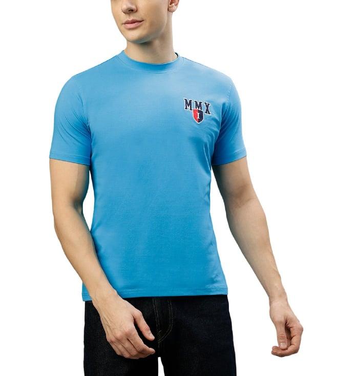 iconic blue typography regular fit t-shirt