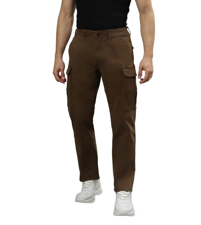 iconic brown regular fit cargo trousers