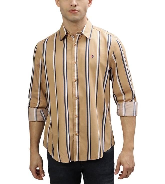 iconic brown striped regular fit shirt