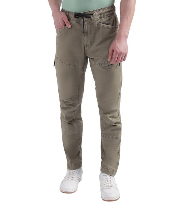 iconic brown washed regular fit flat front trousers