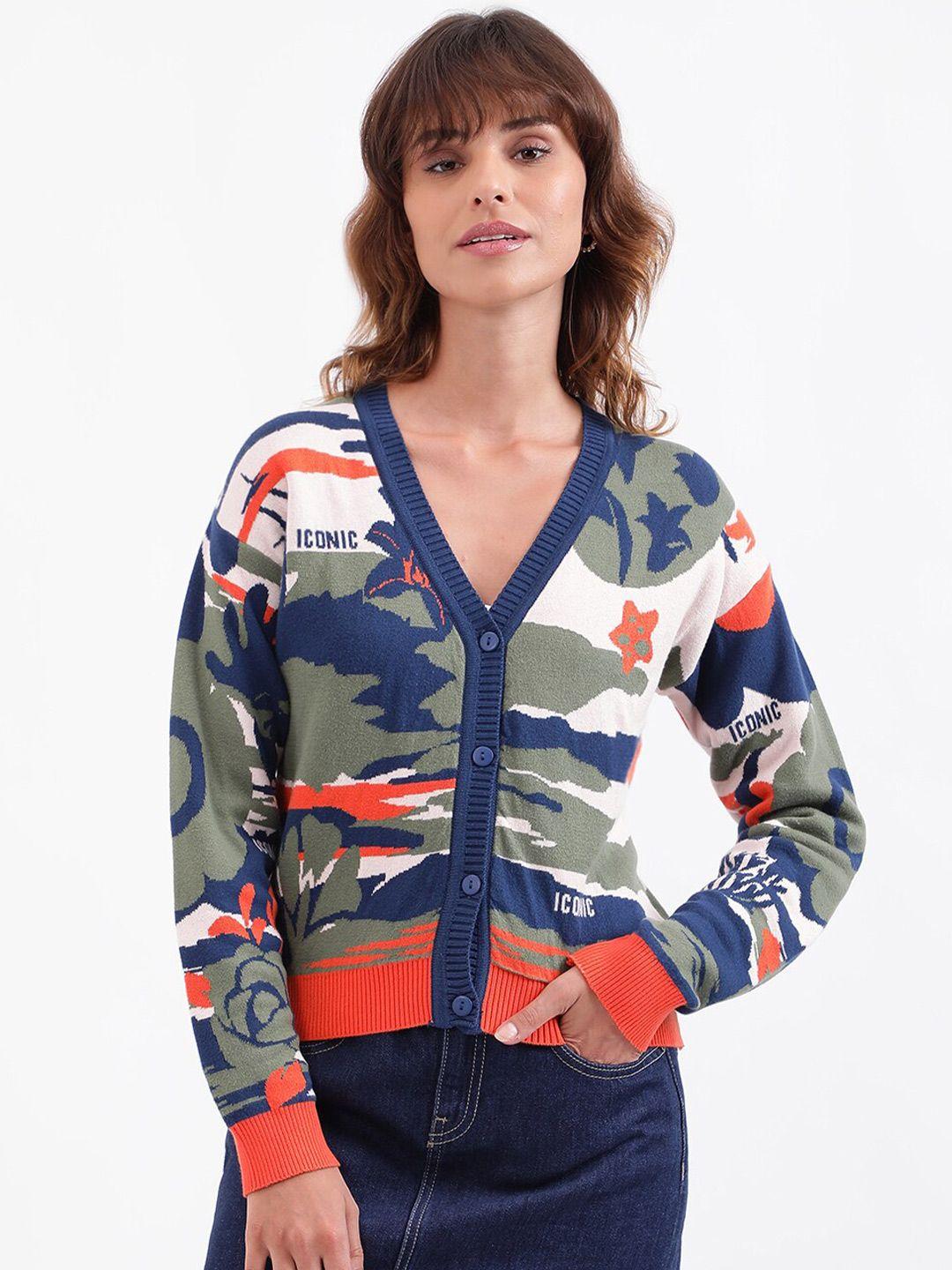 iconic camouflage printed pure cotton cardigan
