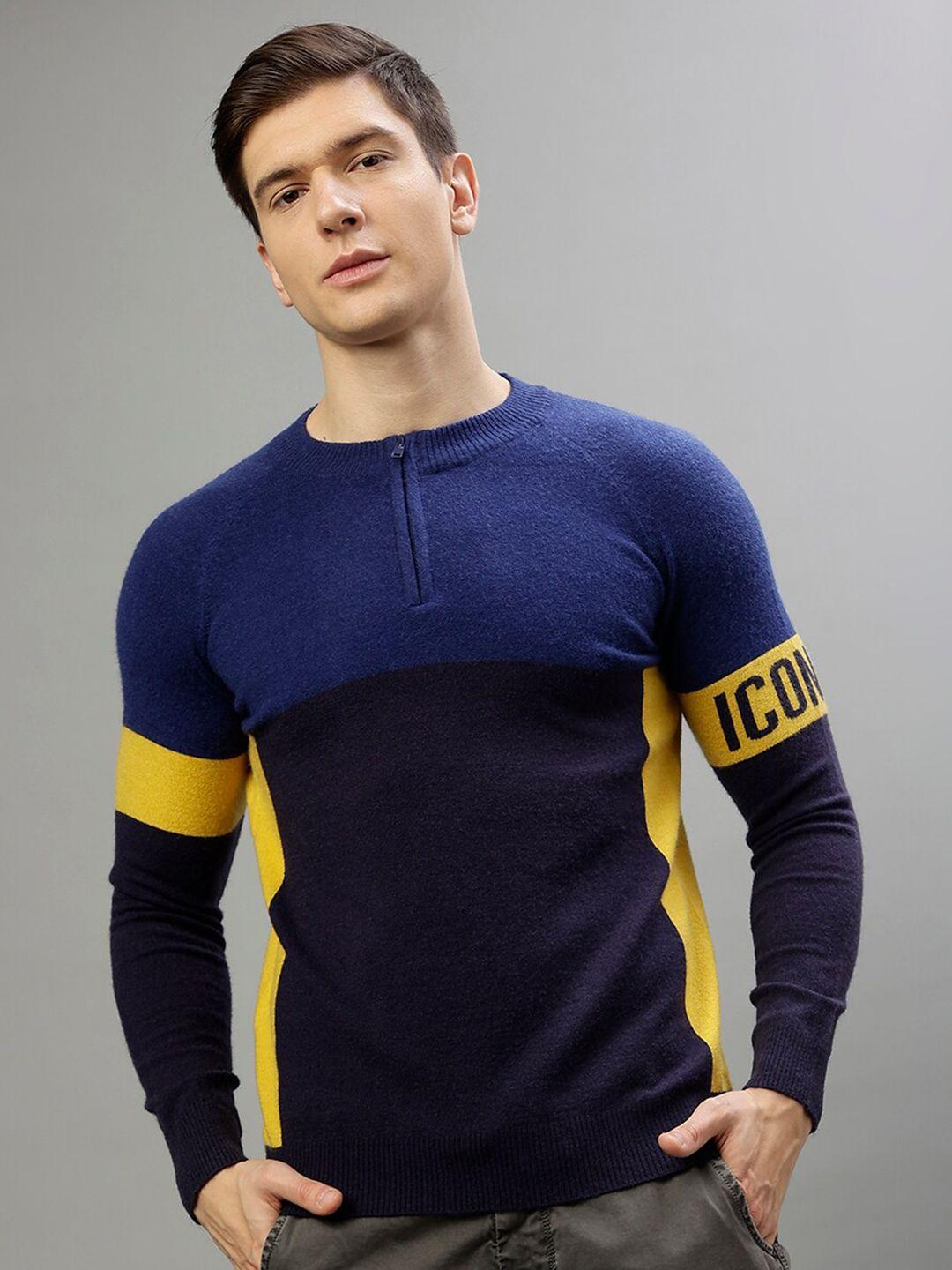 iconic colourblocked round neck pullover