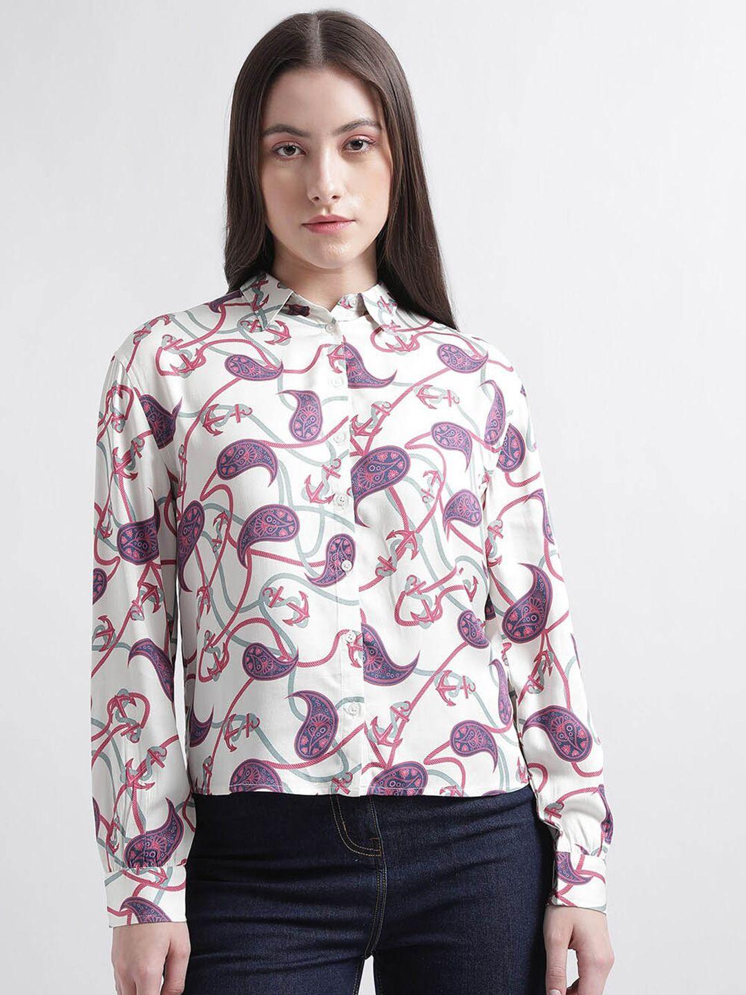 iconic conversational printed spread collar casual shirt