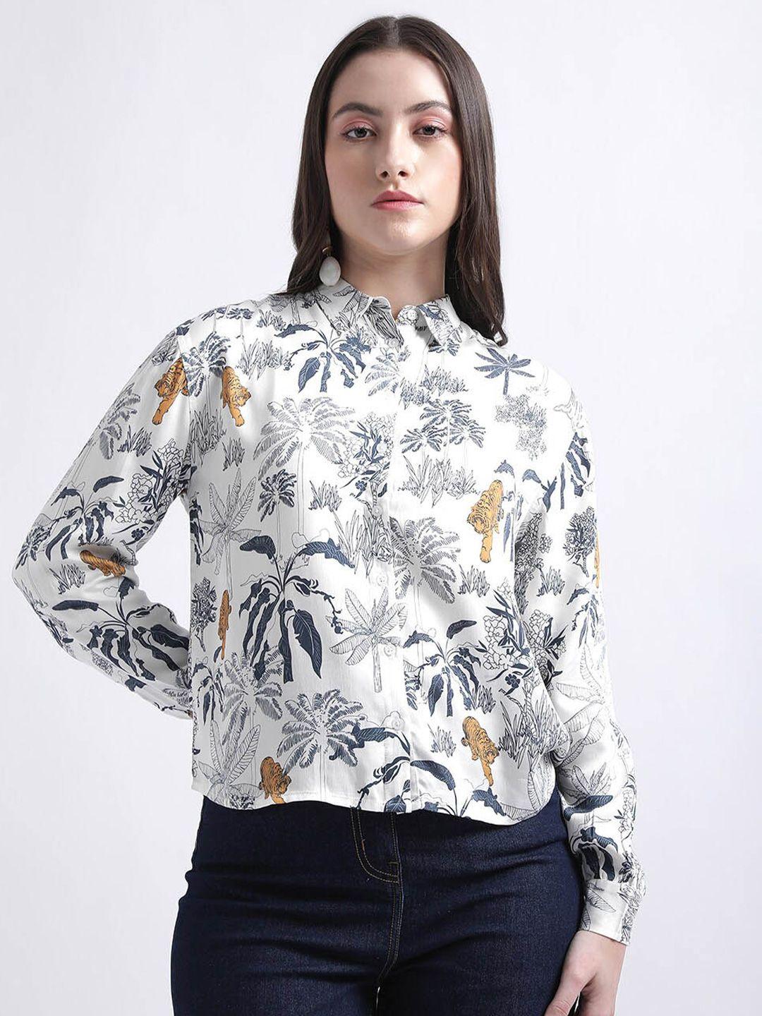 iconic conversational printed spread collar casual shirt