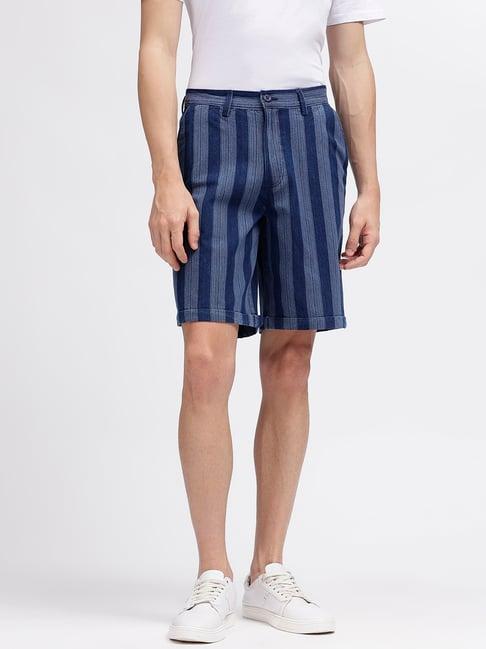 iconic dark blue regular fit shorts