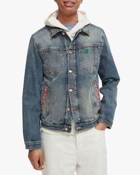 iconic denim trucker jacket with contrast taping