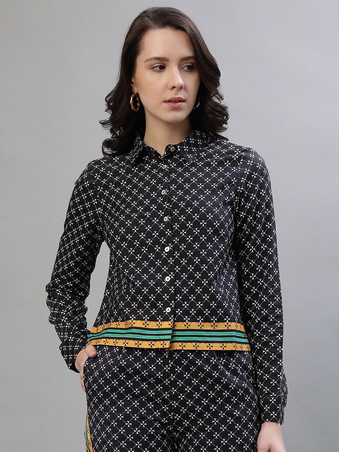 iconic geometric printed oversized cotton casual shirt