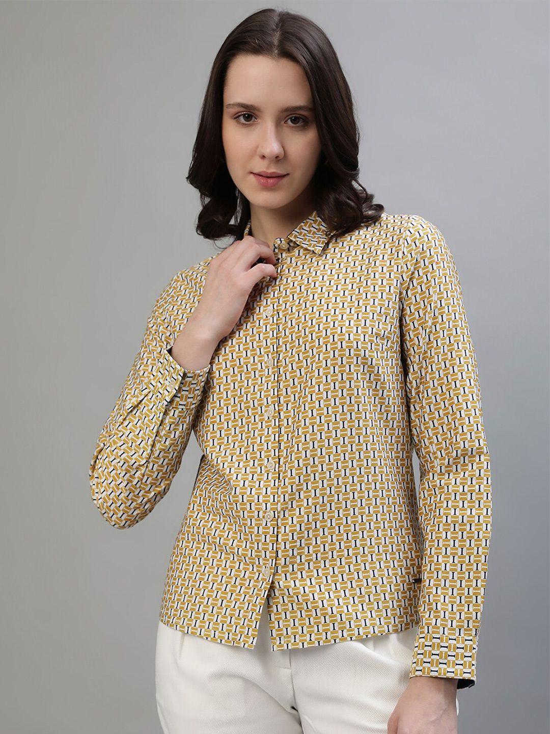 iconic geometric printed pure cotton casual shirt