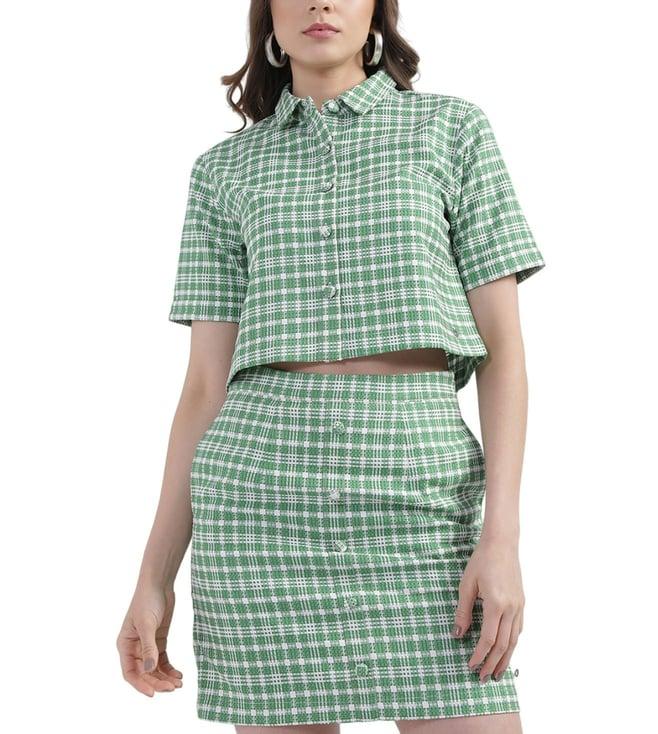 iconic green checked regular fit top