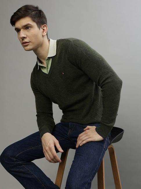 iconic green regular fit sweater