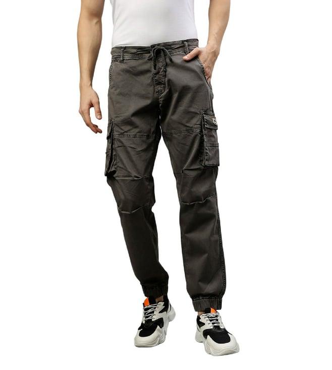 iconic grey regular fit cargo trousers