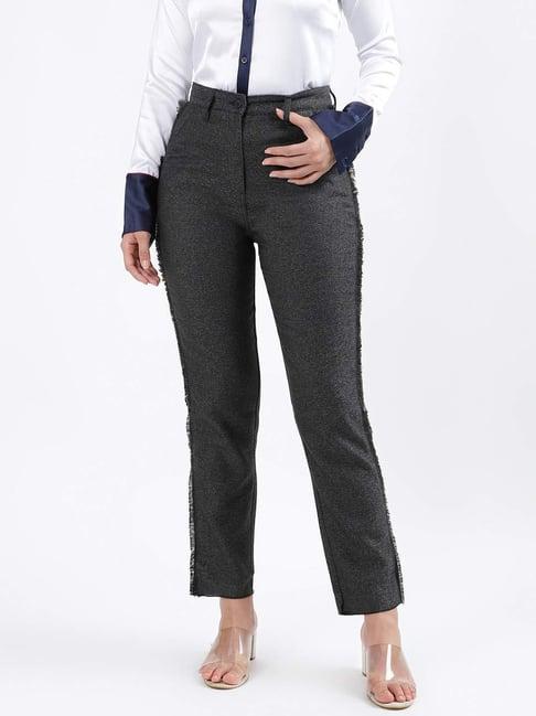 iconic grey textured pattern trousers