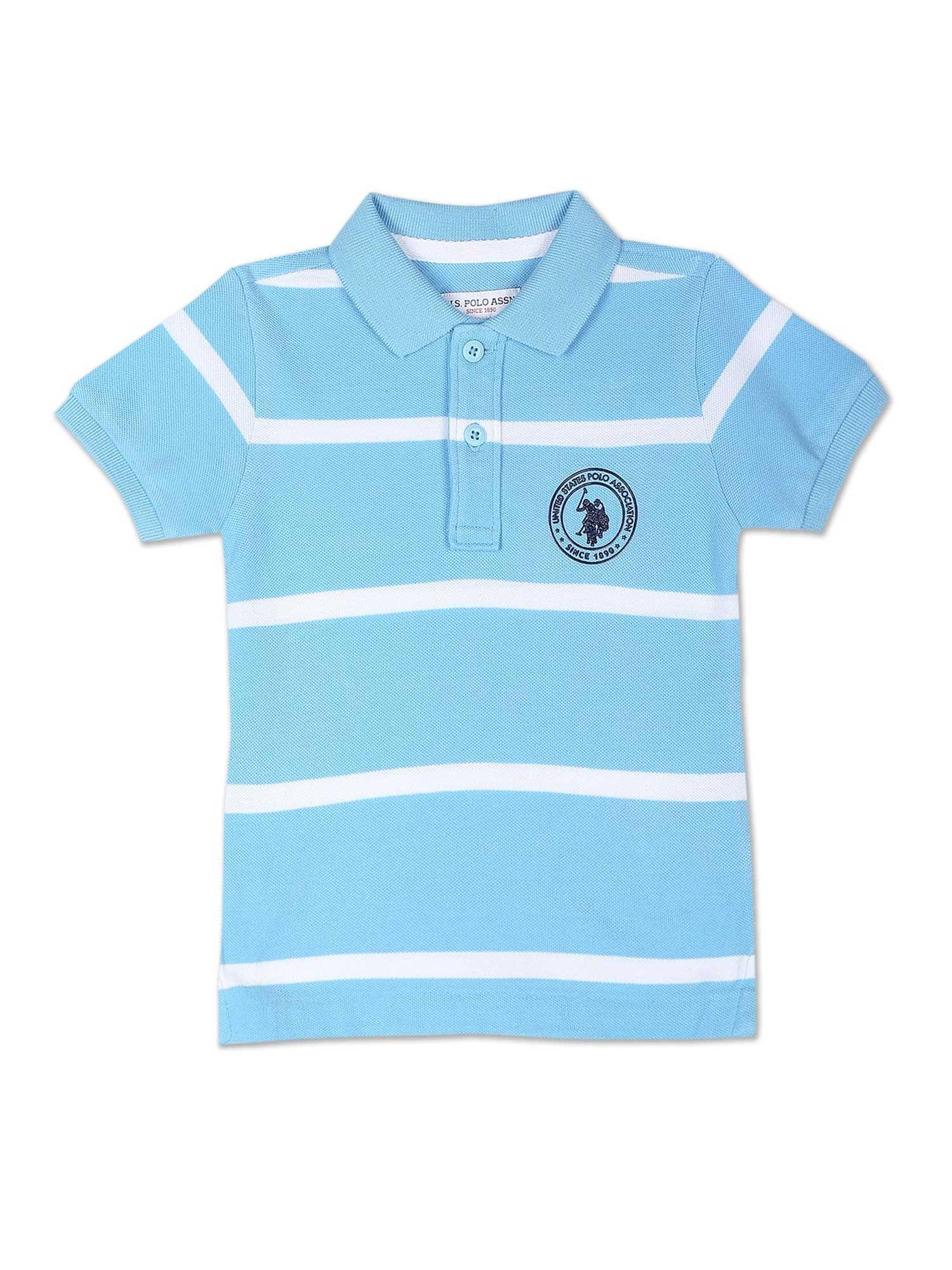 iconic horizontal stripe polo t-shirt blue