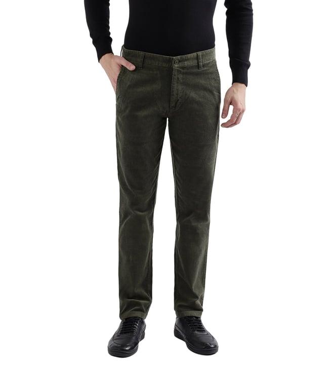 iconic light olive slim fit flat front trousers