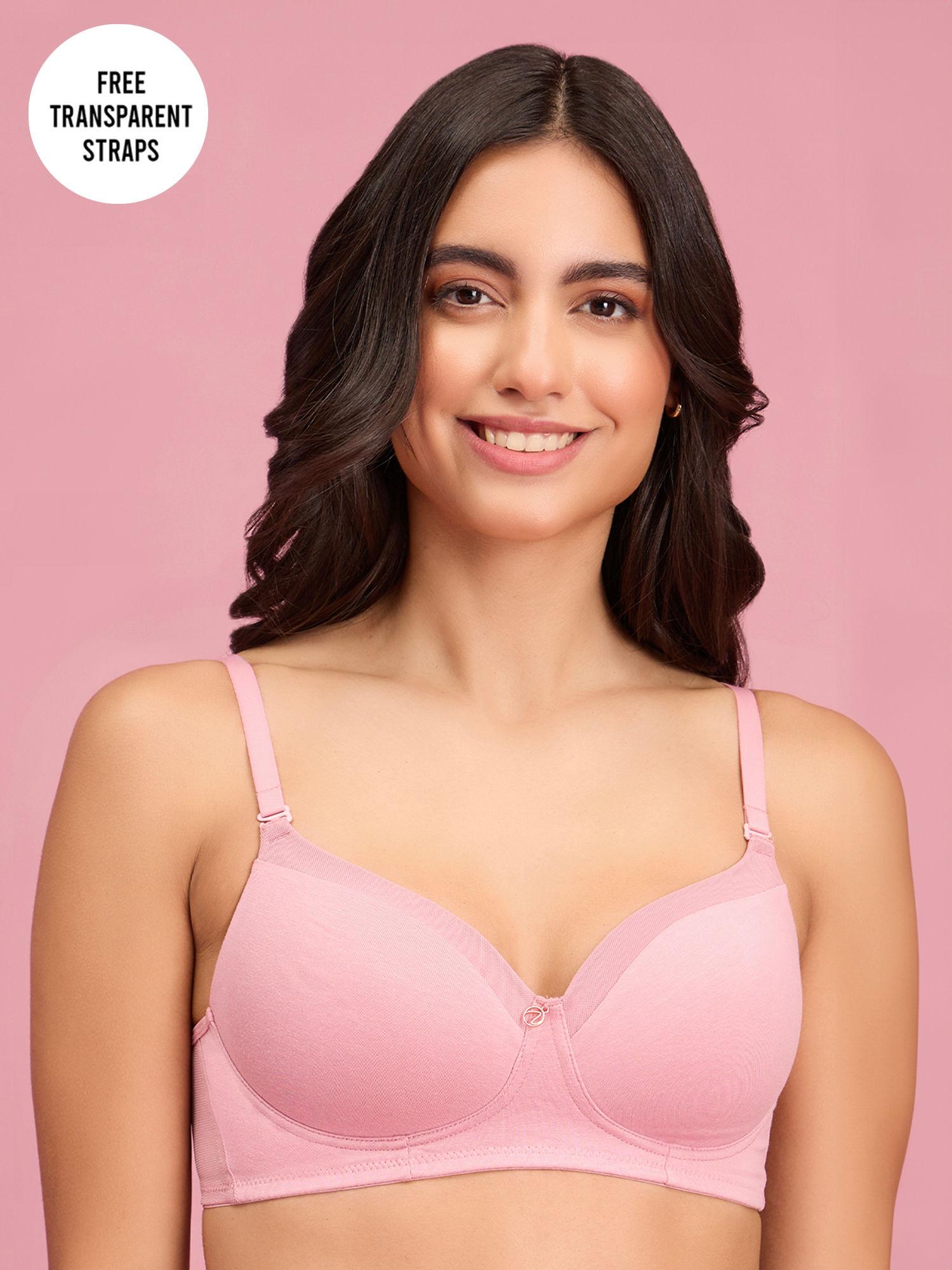 iconic low back padded non-wired t-shirt party bra-nyb252-pink