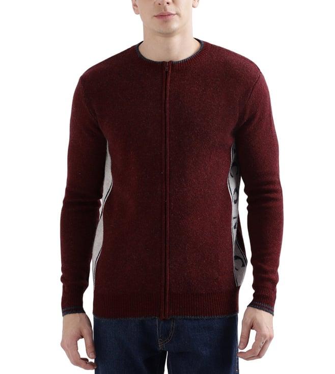 iconic maroon regular fit sweater