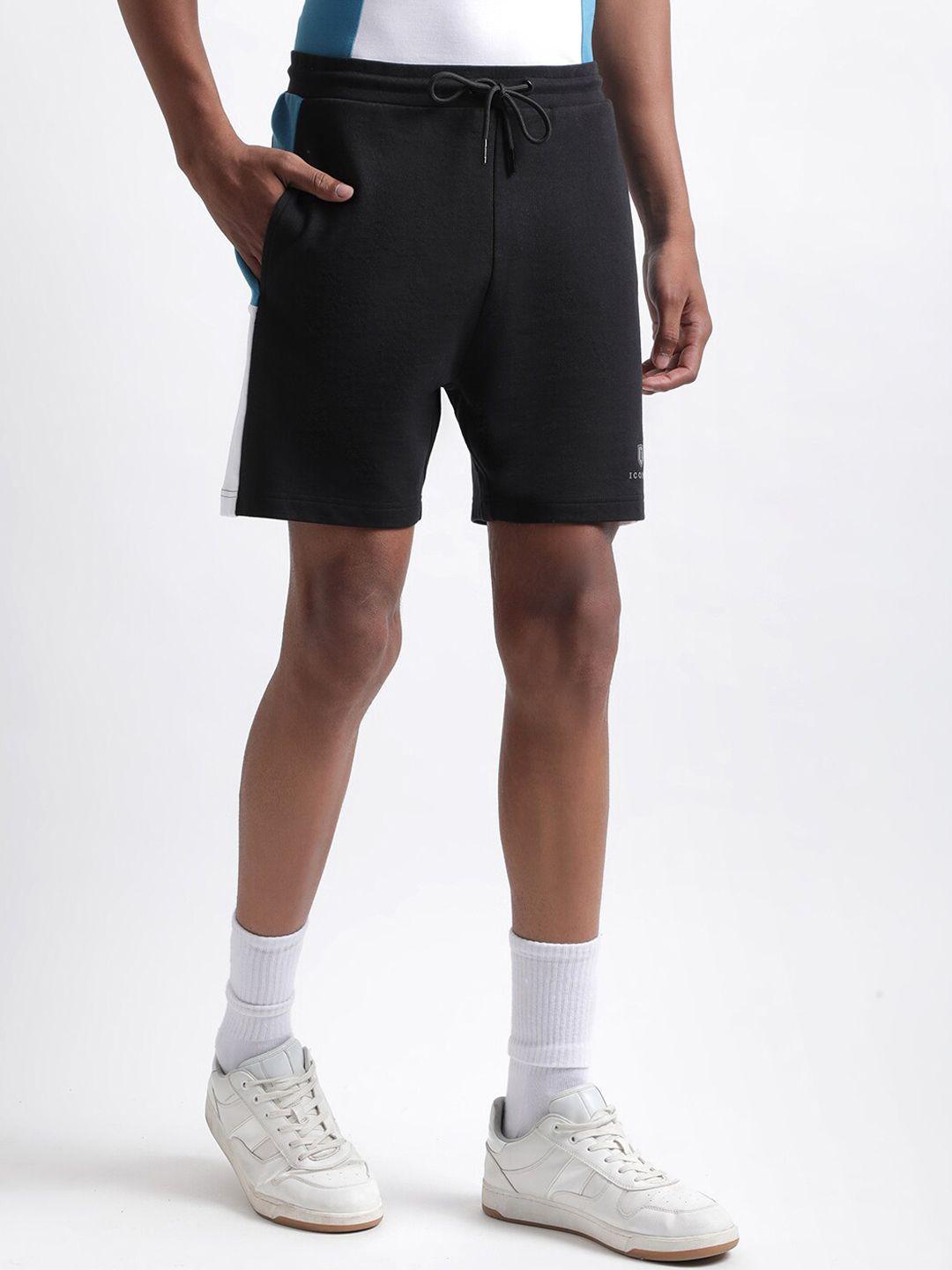 iconic men colourblocked pure cotton sports shorts