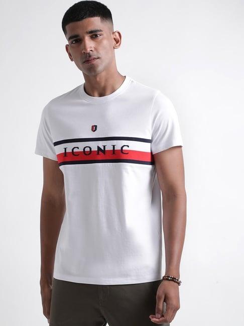 iconic men colourblocked regular fit cotton t-shirt