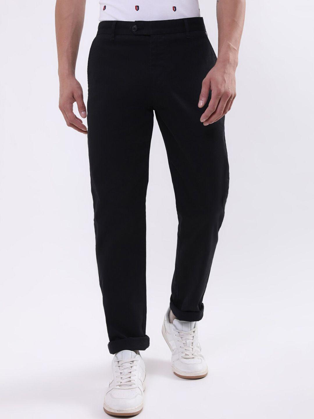 iconic men mid rise regular fit trousers