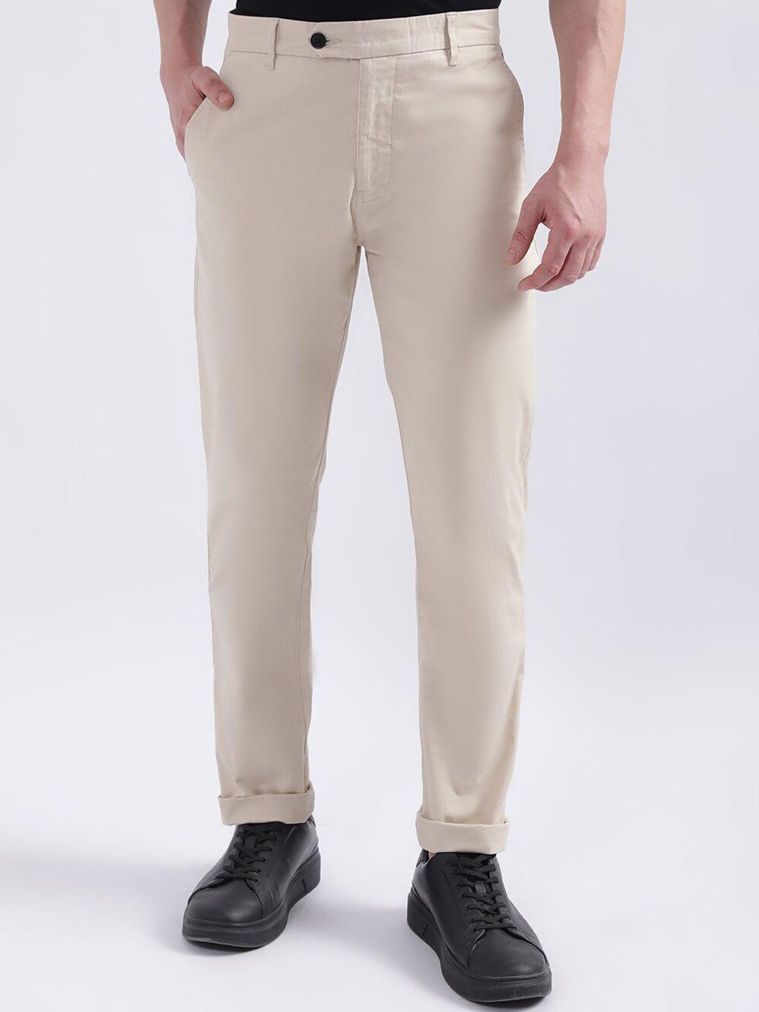 iconic men mid rise slim fit trousers