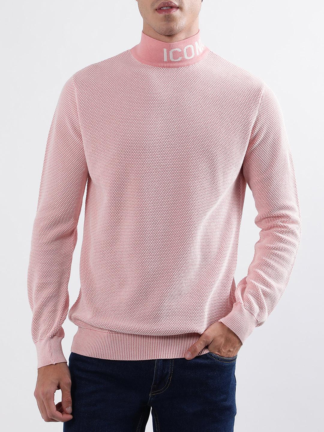 iconic men multicolor solid high neck sweater