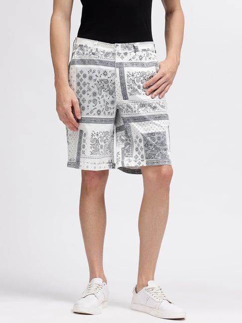 iconic men paisley print polyester shorts