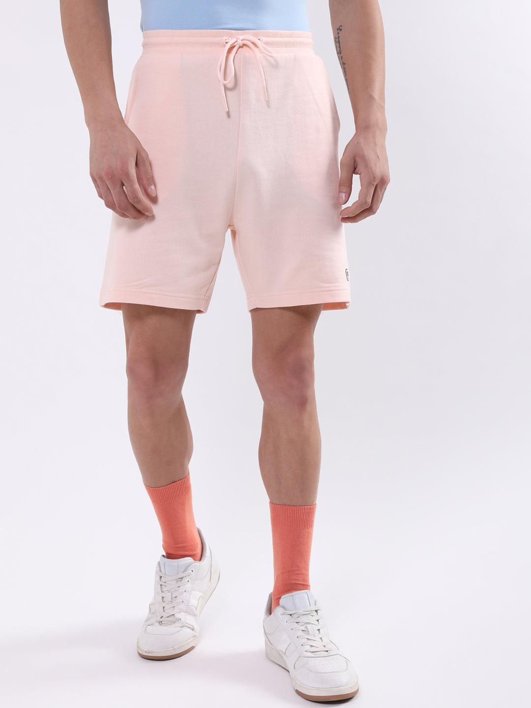 iconic men pink solid regular fit shorts