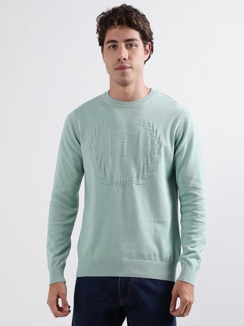 iconic men self design regular fit cotton sweaters