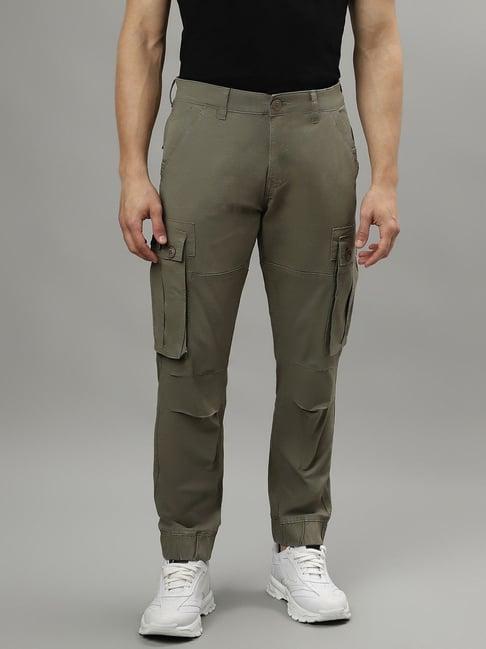 iconic men solid regular fit cotton trousers