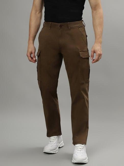 iconic men solid regular fit cotton trousers