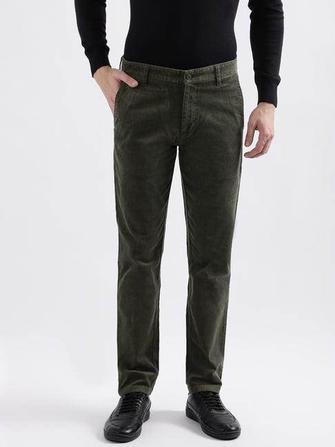 iconic men solid slim fit cotton trousers