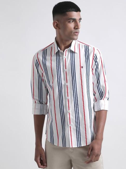 iconic men striped regular fit cotton shirt