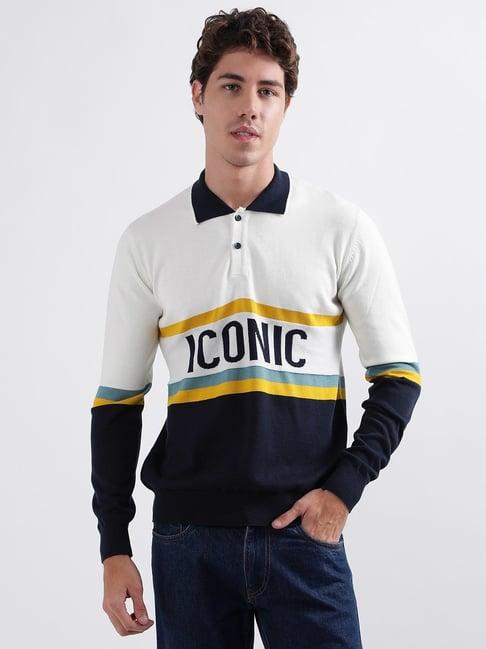 iconic men typography regular fit cotton sweaters