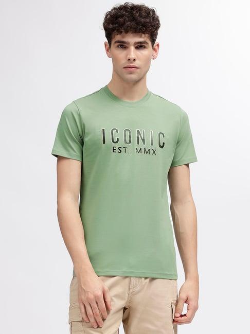 iconic men typography regular fit cotton t-shirt