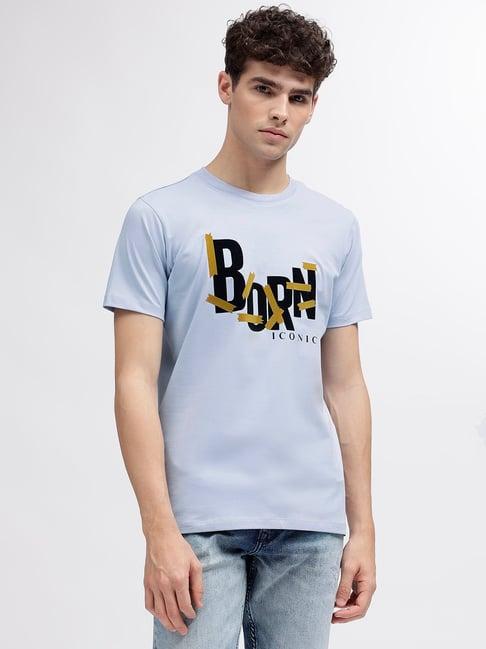 iconic men typography regular fit cotton t-shirt