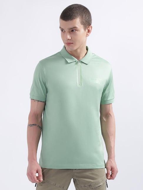 iconic mint cotton regular fit polo t-shirt