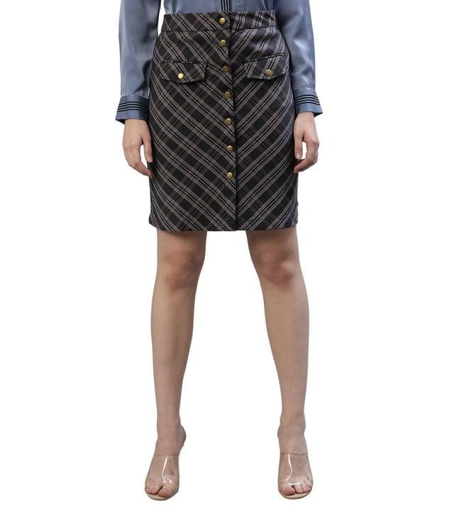 iconic multicolor checked regular fit skirt