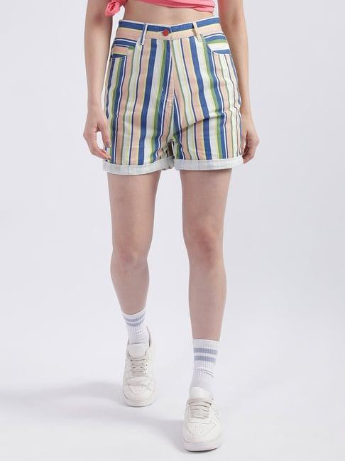 iconic multicolored striped shorts