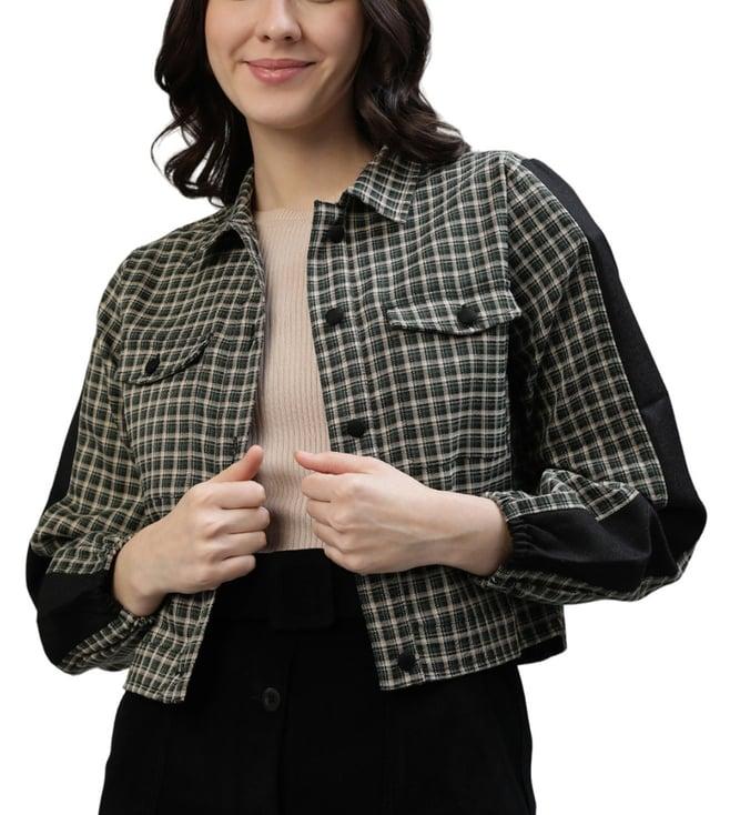 iconic multicoloured checked regular fit casual jacket