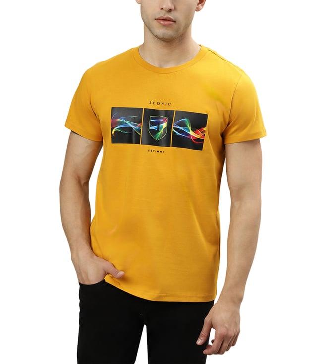 iconic mustard printed regular fit t-shirt