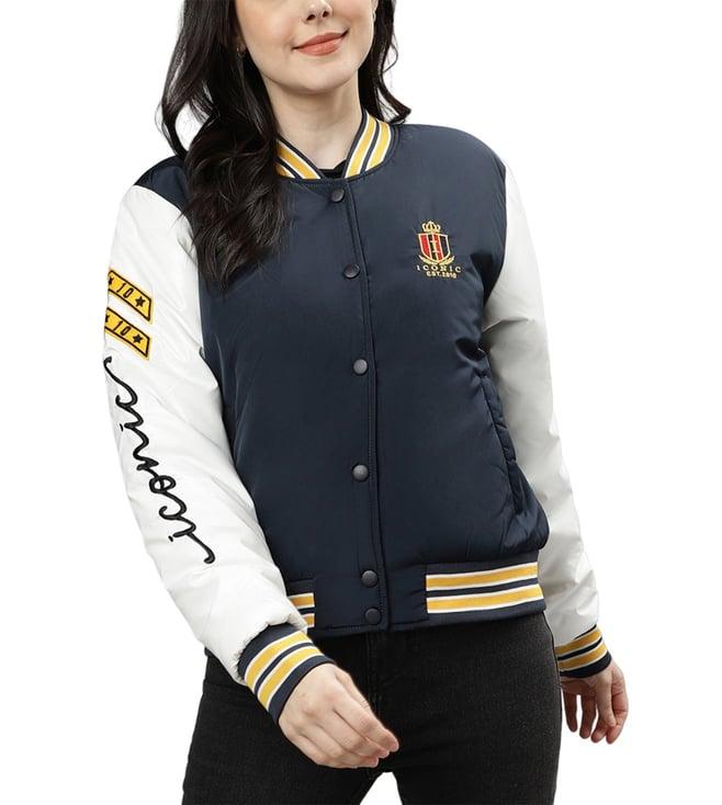 iconic navy & white logo regular fit bomber jacket