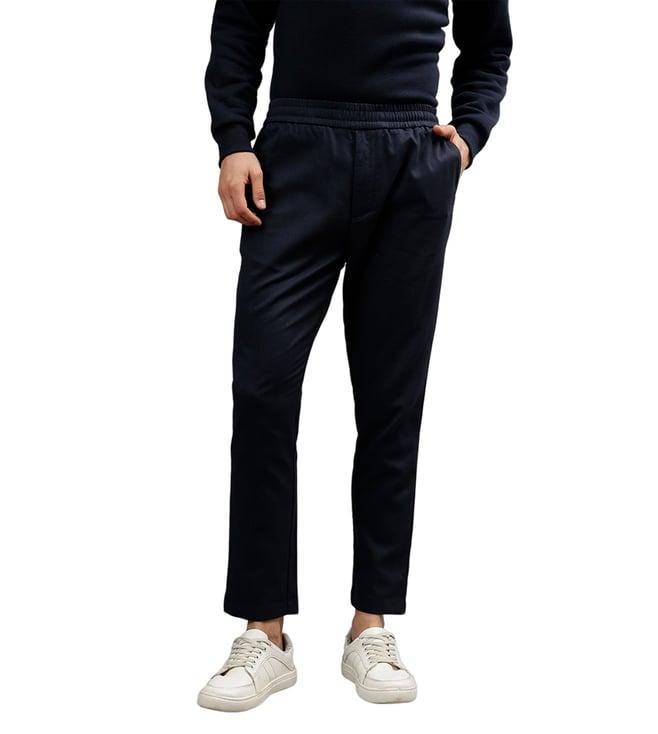 iconic navy blue slim fit elasticated trousers