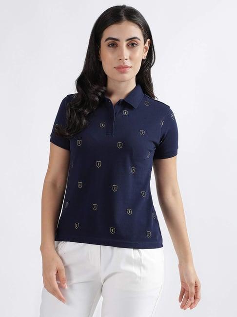 iconic navy cotton printed t-shirt