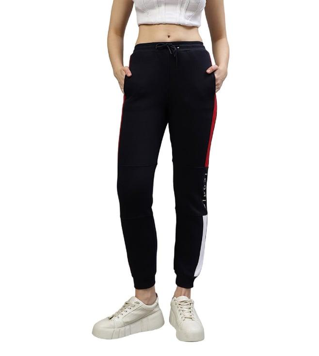 iconic navy fashion color block regular fit trackpants